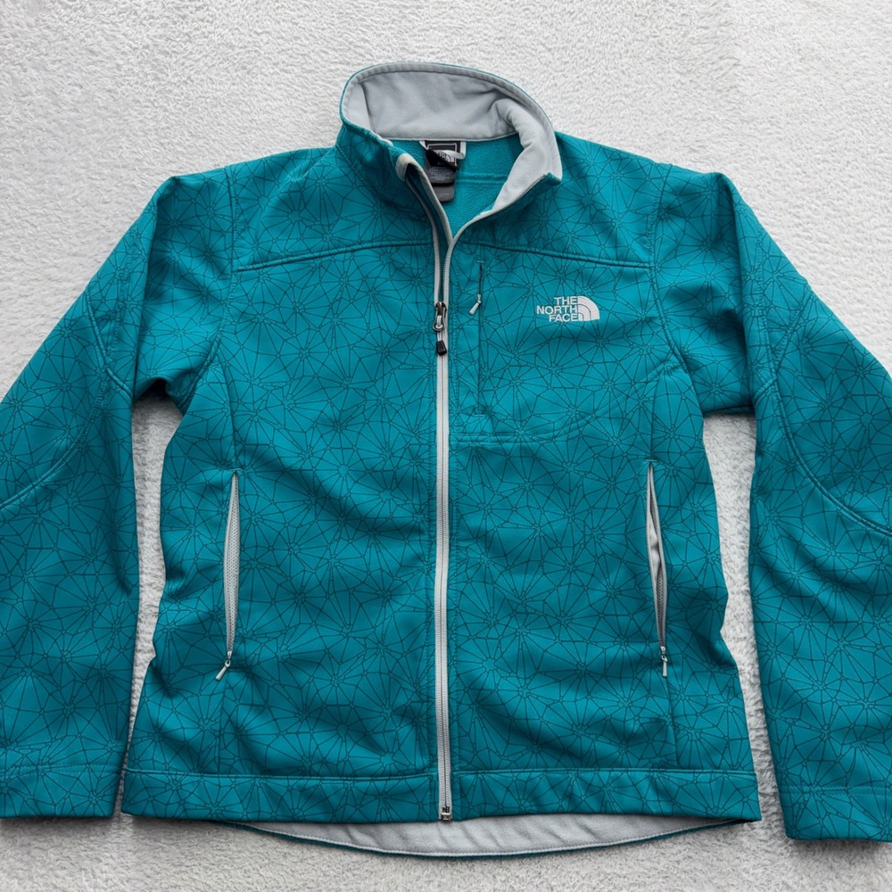 The North Face Womens Apex Bionic Softshell Jacket Teal Geometric Print Medium